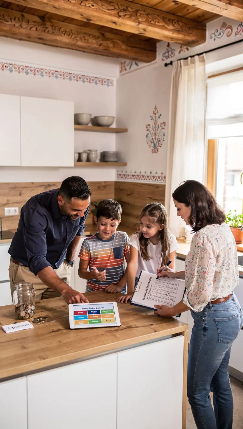 Praktikus ellenőrzőlisták a pénzügyi tervezés hatékonyságának növelésére, asztalon elhelyezve.